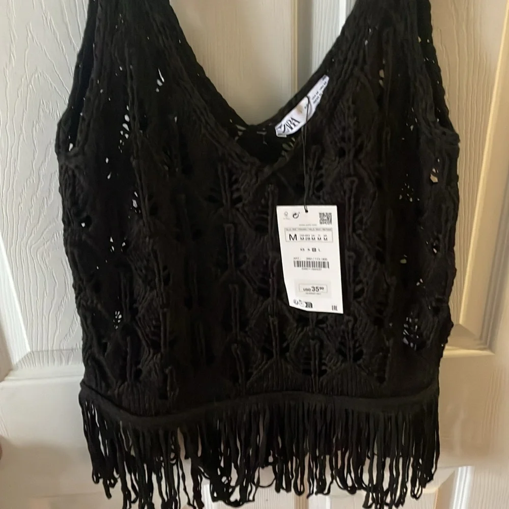 Zara Fringe Knit Top / Cover-Up. - Picture 8 of 8
